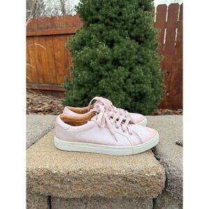 Frye Women's Light Pink Leather Low Top Sneakers Zipper Detail 6.5M EUC